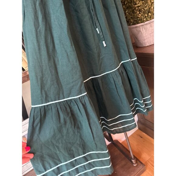 Anthropologie Omika Wren Belted Embroidered Midi Dress Green Dragonfly Womens Si - Picture 4 of 6